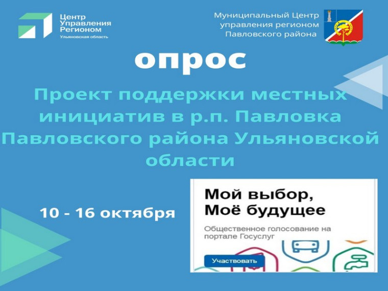 Проводится опрос «Проект поддержки местных инициатив в р.п. Павловка Павловского района Ульяновской области».